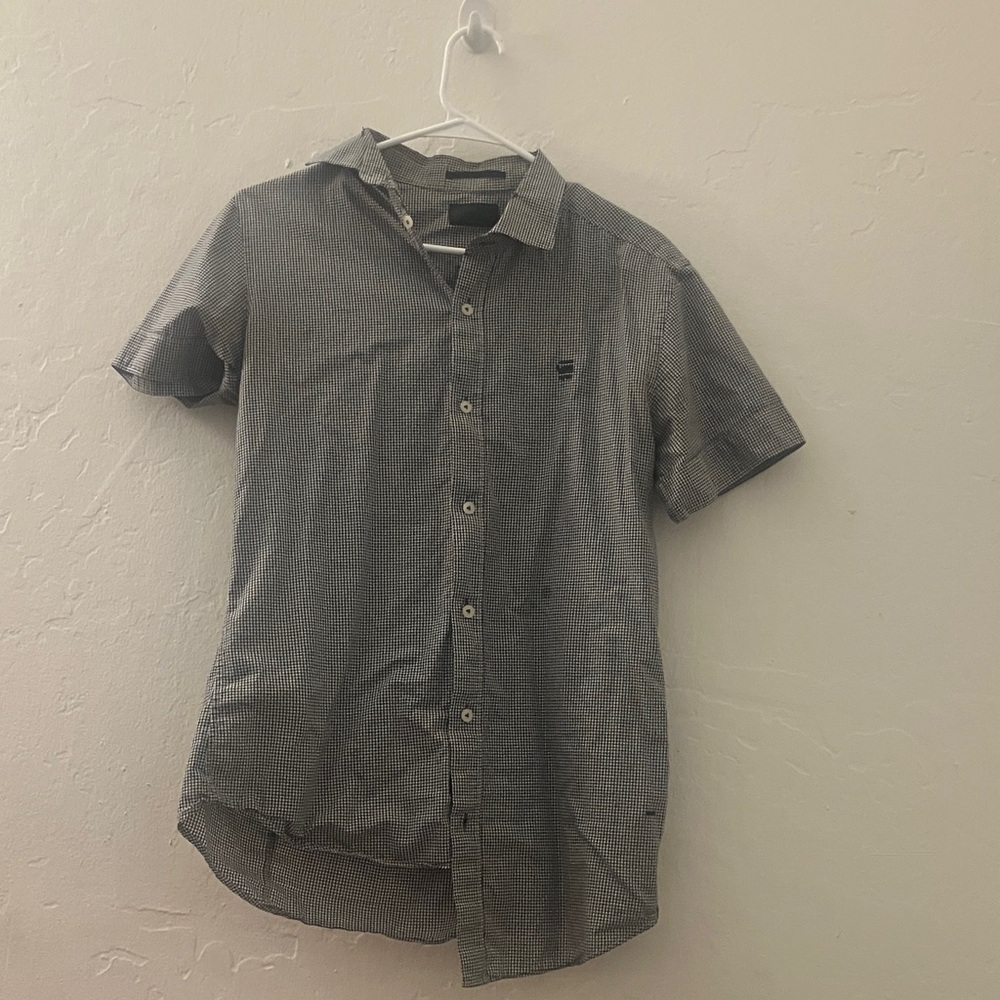 G-Star Raw Black and White Checkered Short Sleeve Shirt